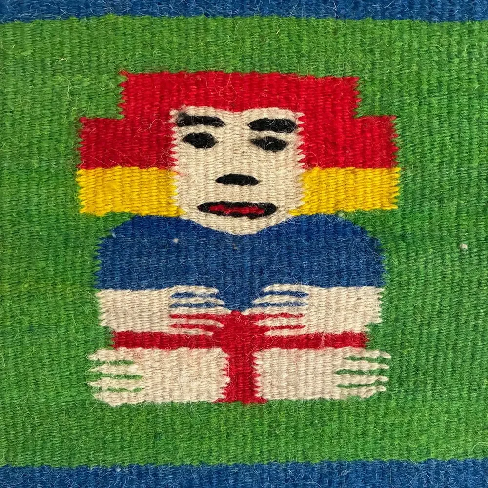 Vintage Andean Folk Art Handwoven Textile Wall Hanging Figural Peru Ecuador 9x20
